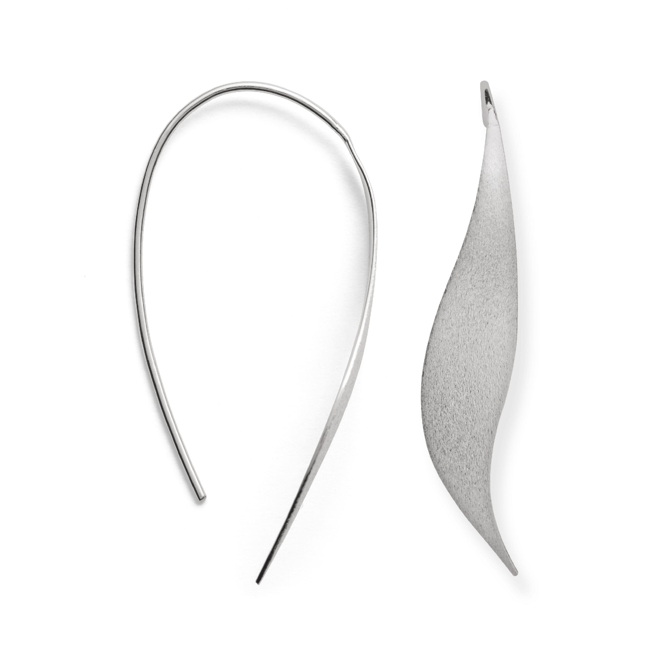 Bastian Matt Silver Leaf Drop Earrings