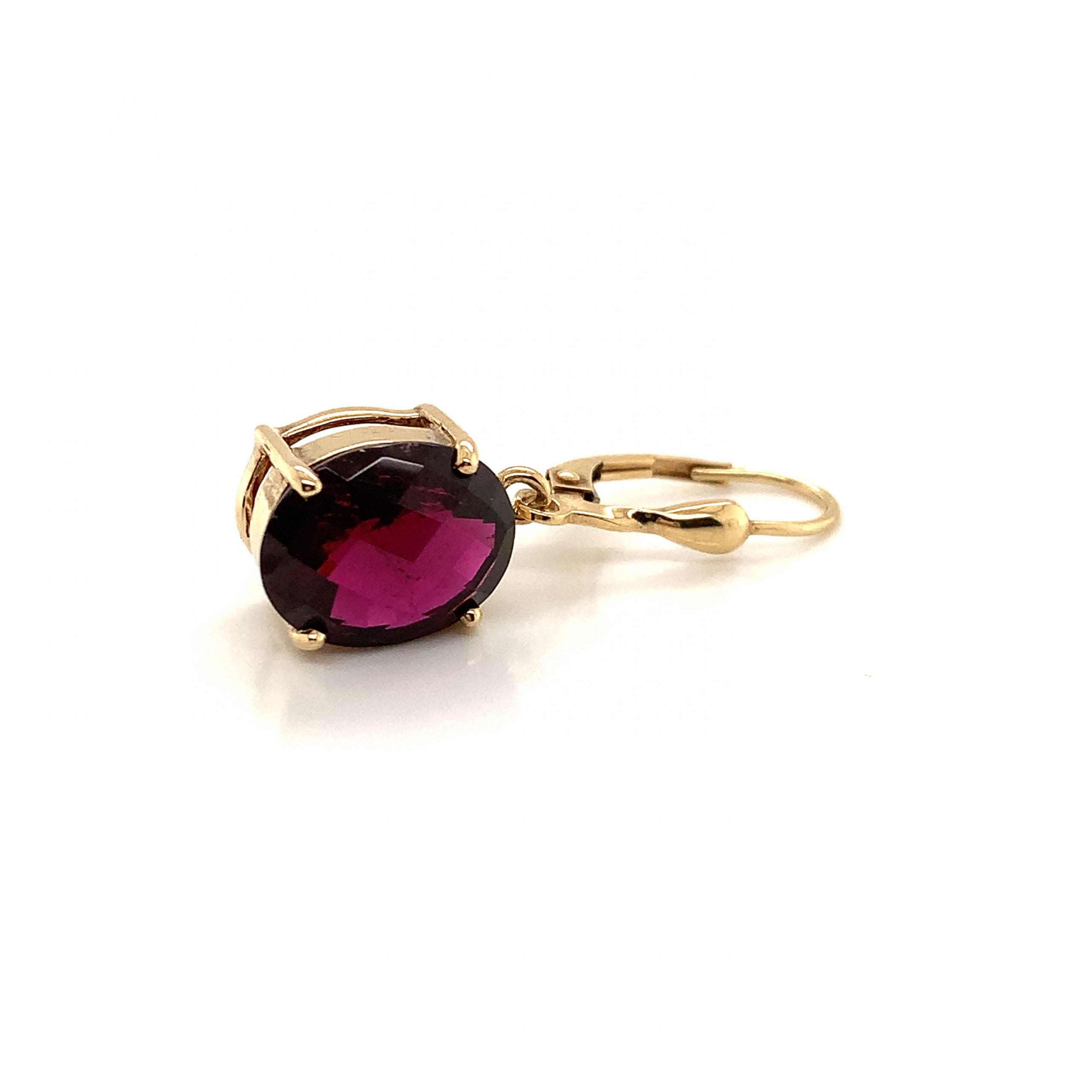 Yellow Gold Garnet Drop Earrings