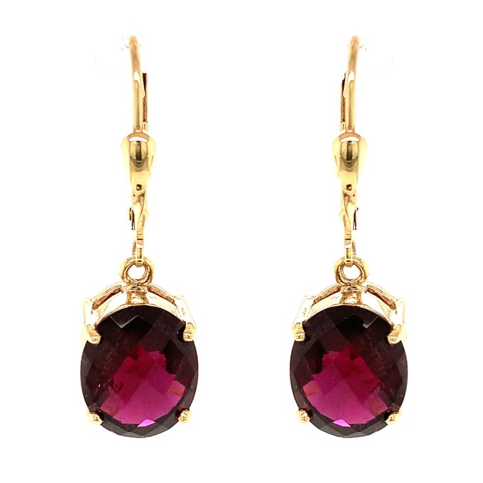 Yellow Gold Garnet Drop Earrings