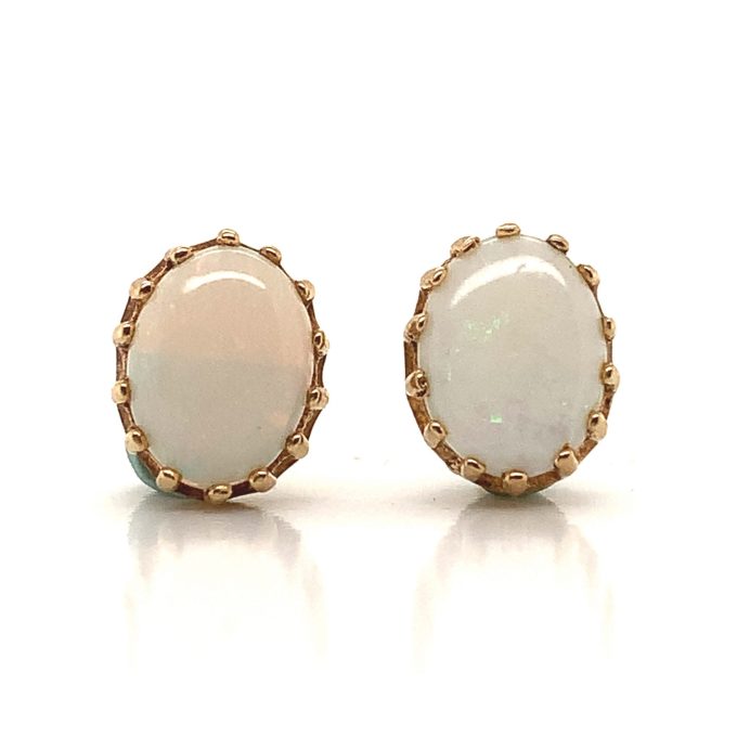 Opal and Gold Stud Earrings