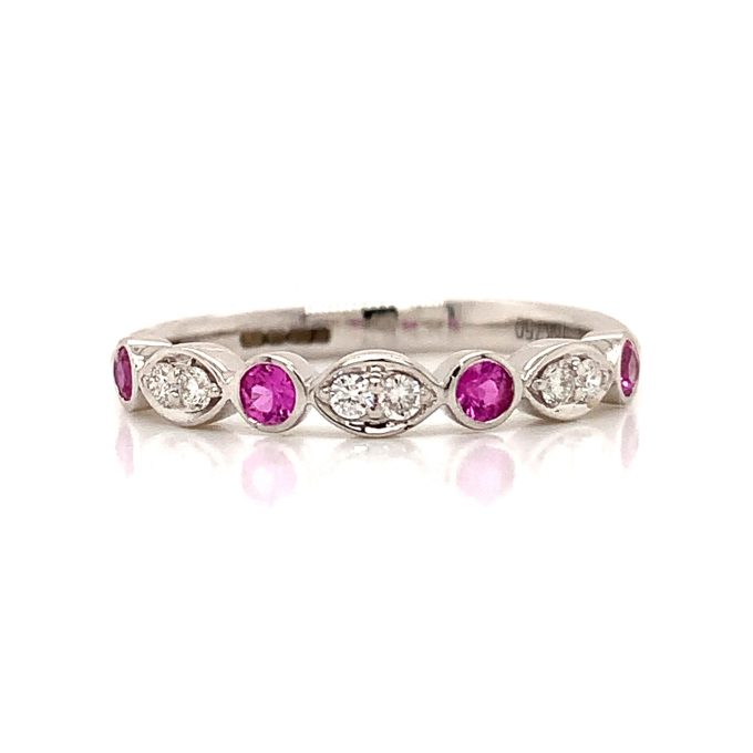 Pink Sapphire and Diamond Eternity Ring
