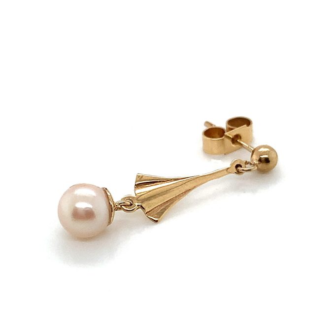 Gold and Pearl Drop Earrings