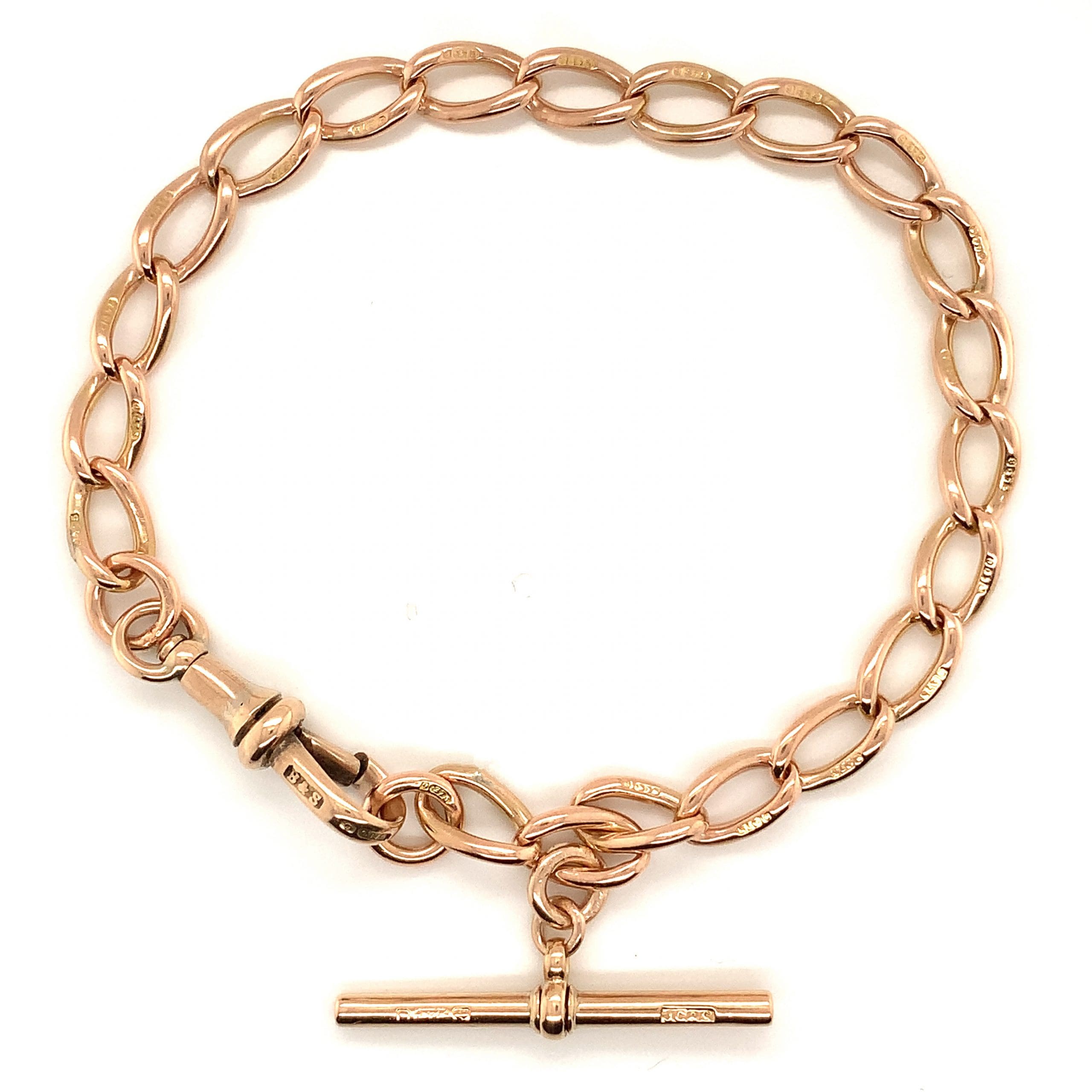 Period Rose Gold Curb Bracelet with T-Bar