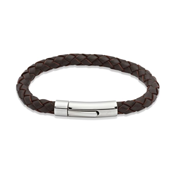 Unique Dark Brown Leather Bracelet 23cm