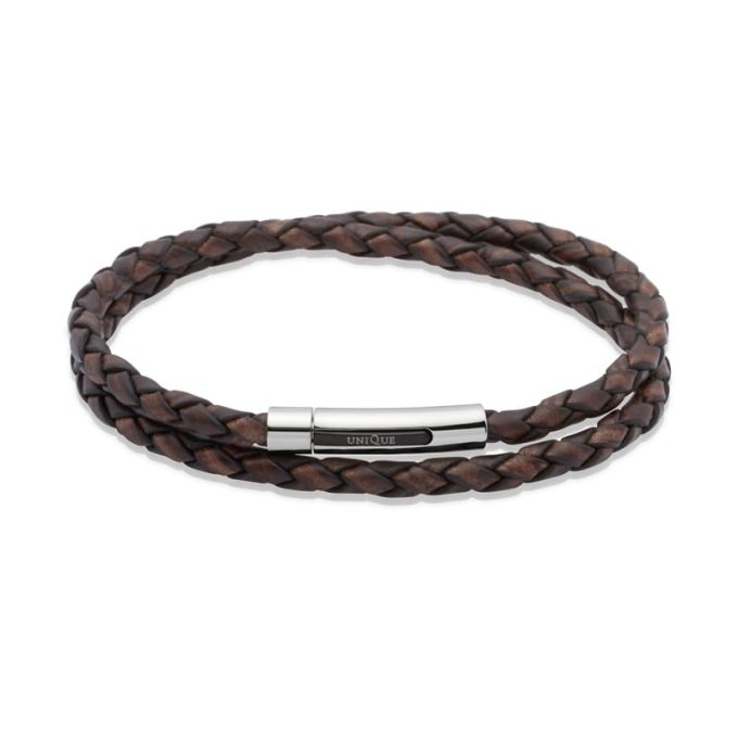 Unique Antique Brown Leather Bracelet 21cm