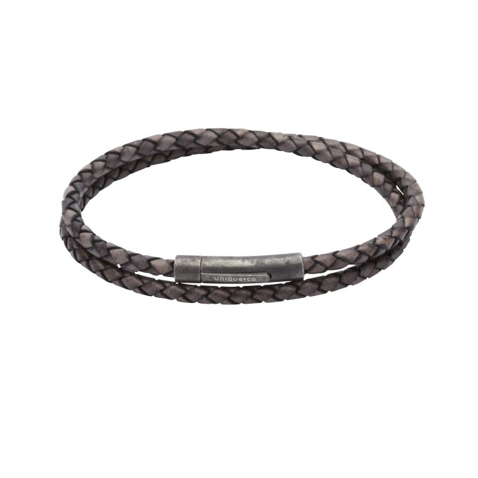 Unique Antique Black Leather Bracelet 21cm