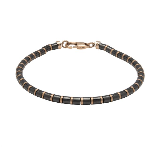 Unique Rose & Black Steel Bracelet 21cm
