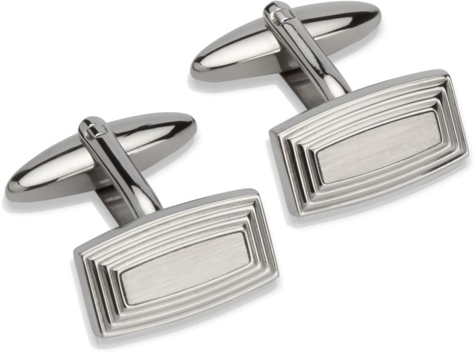 Unique Stainless Steel Linear Detail Cufflinks