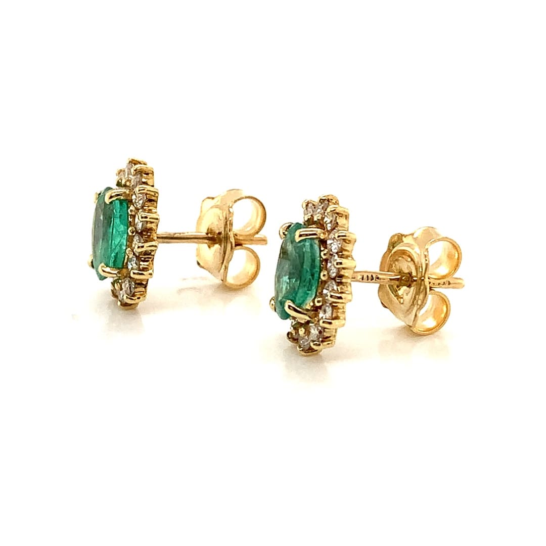 Emerald and Diamond Cluster Earrings