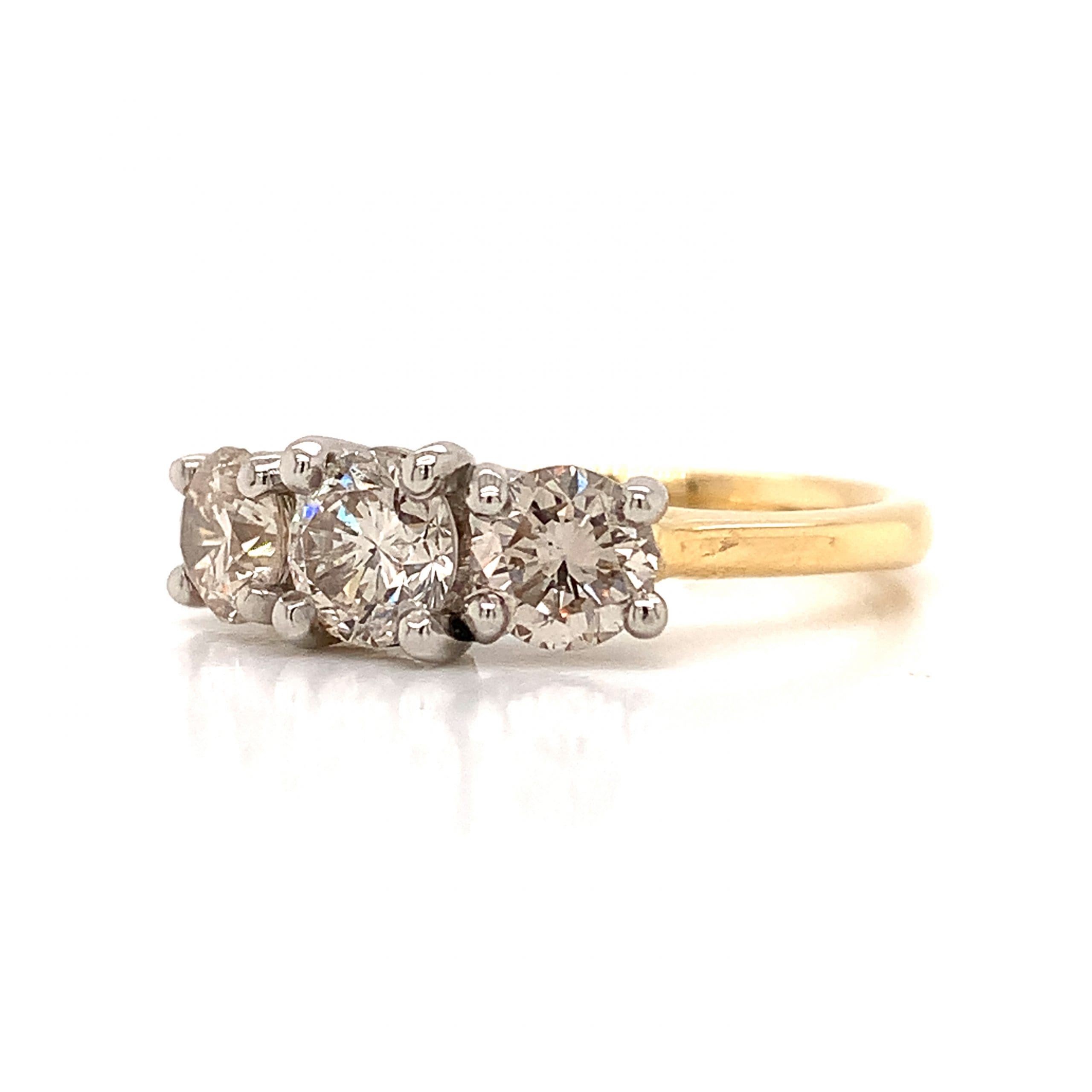 1.70ct Diamond Yellow Gold Trilogy Ring