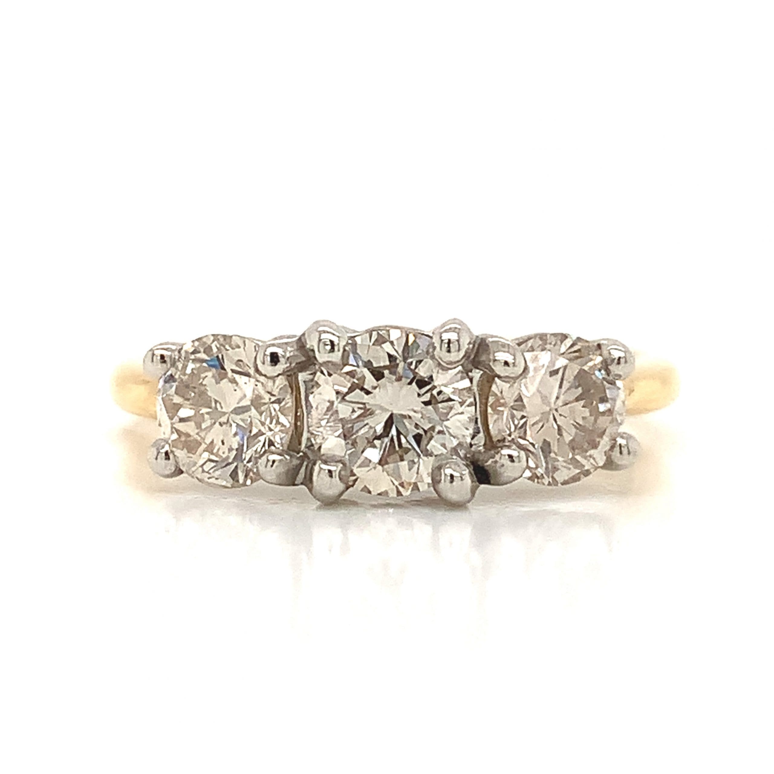 1.70ct Diamond Yellow Gold Trilogy Ring