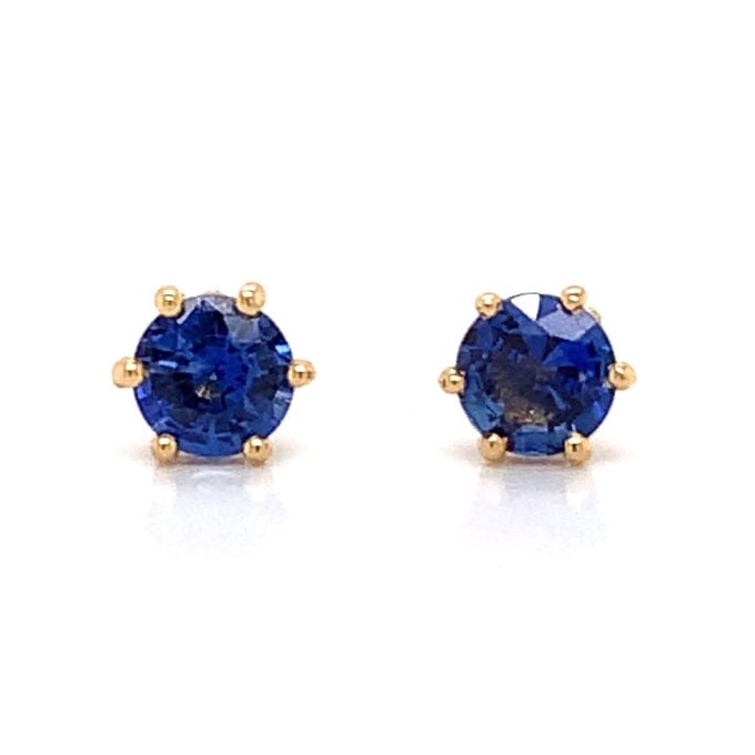 Yellow Gold Sapphire Stud Earrings