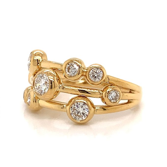 18ct Gold Diamond Bubble Ring