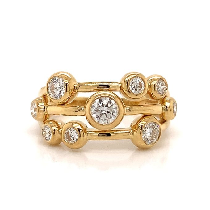 18ct Gold Diamond Bubble Ring