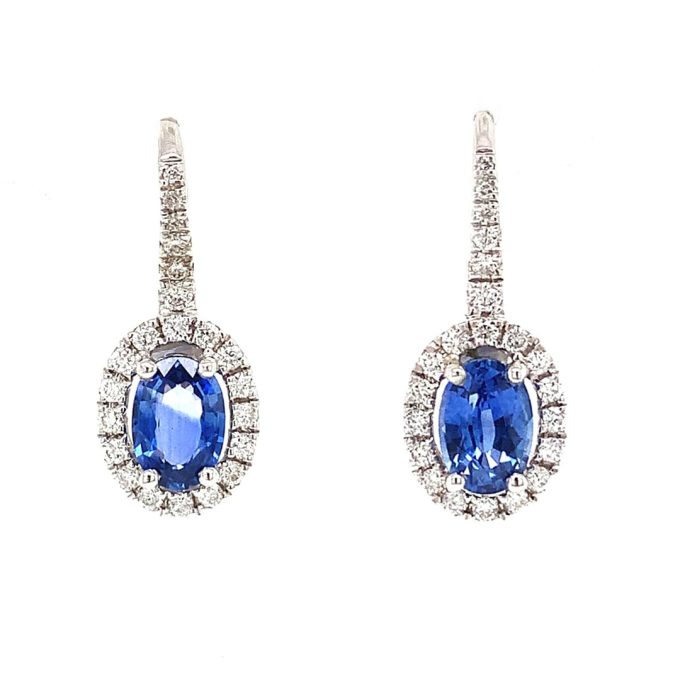 Blue Sapphire & Diamond Drop Earrings