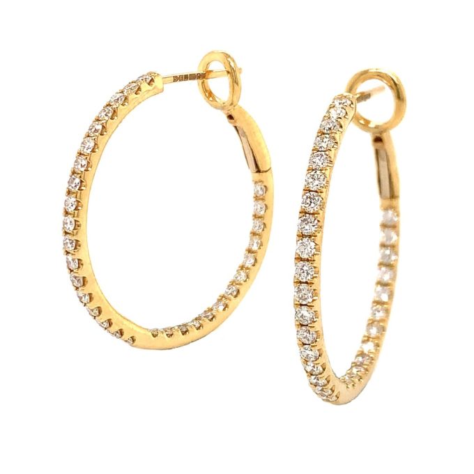 Yellow Gold Diamond Hoop Earrings