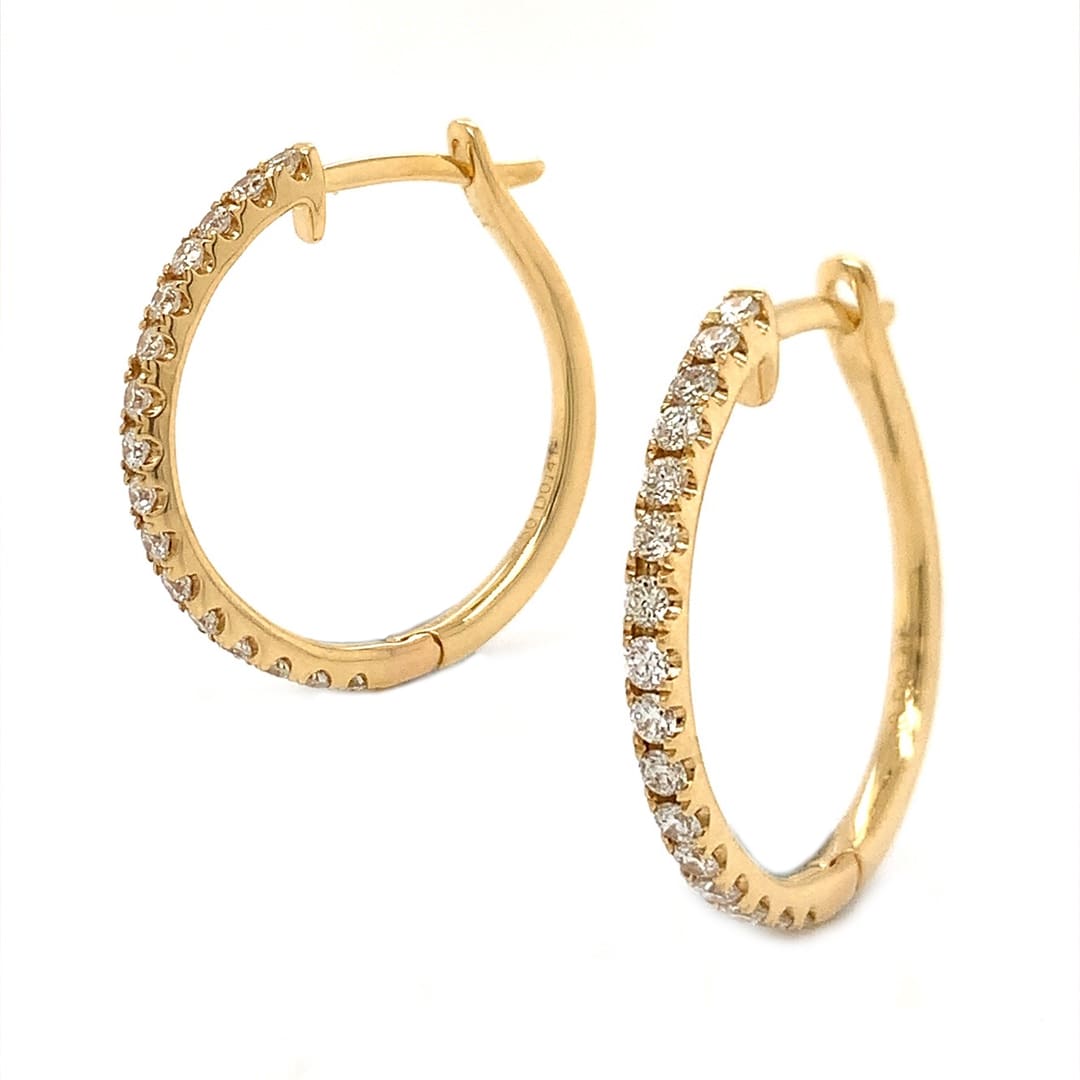Yellow Gold Diamond Hoop Earrings