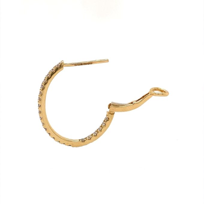 Yellow Gold Oval Diamond Hoop Earrings