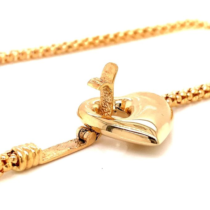 Yellow Gold Heart Clasp Necklace