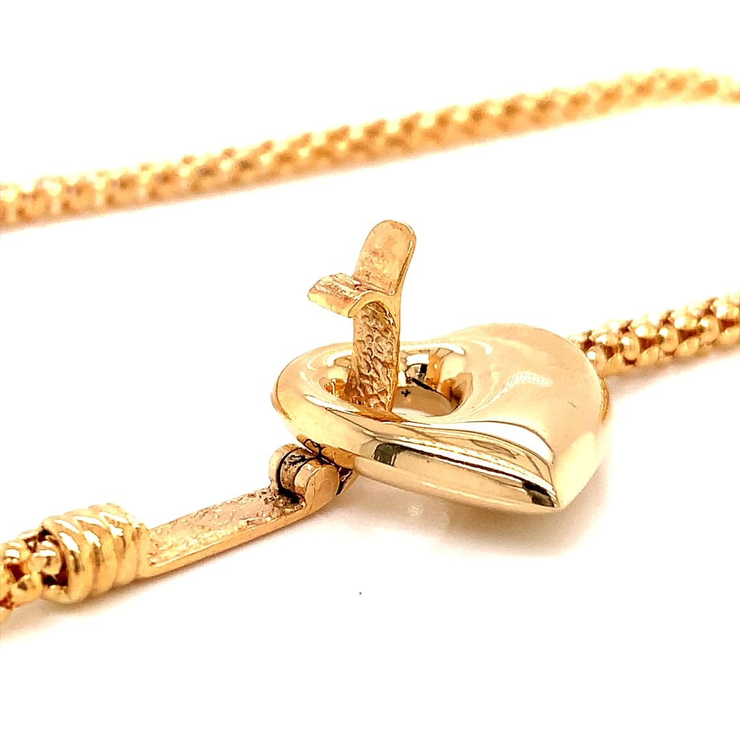 Yellow Gold Heart Clasp Necklace