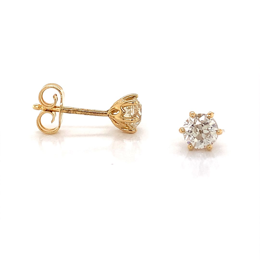 0.89ct Diamond Yellow Gold Stud Earrings