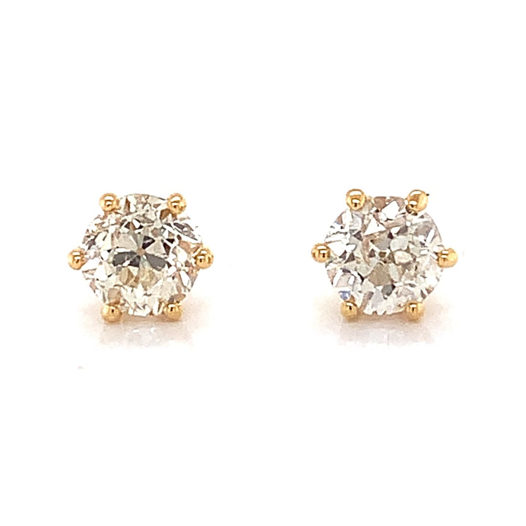 0.89ct Diamond Yellow Gold Stud Earrings