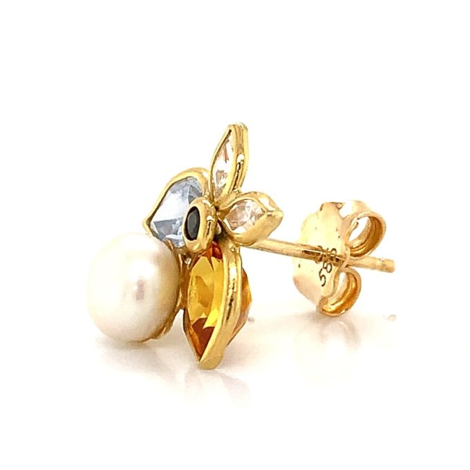 Pearl & Gemstone Stud Earrings