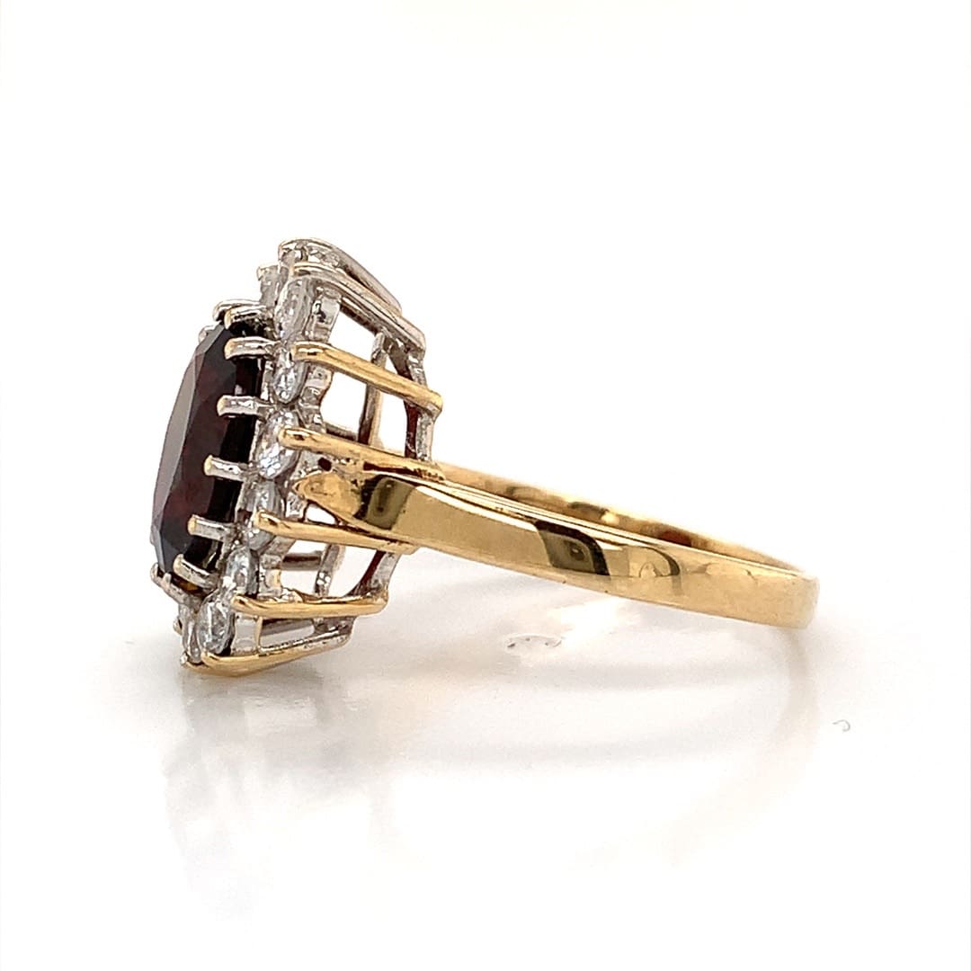 Garnet and C.Z. Cluster Ring