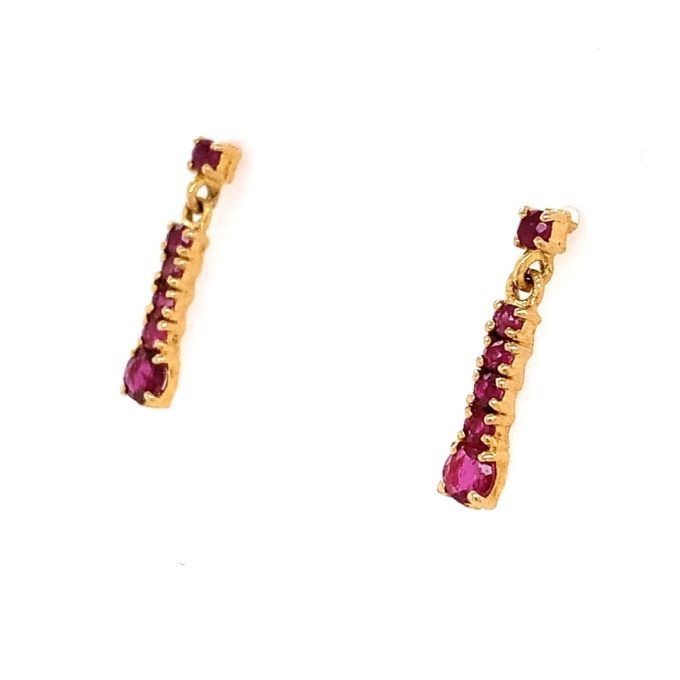 Ruby and Gold Drop Earrings