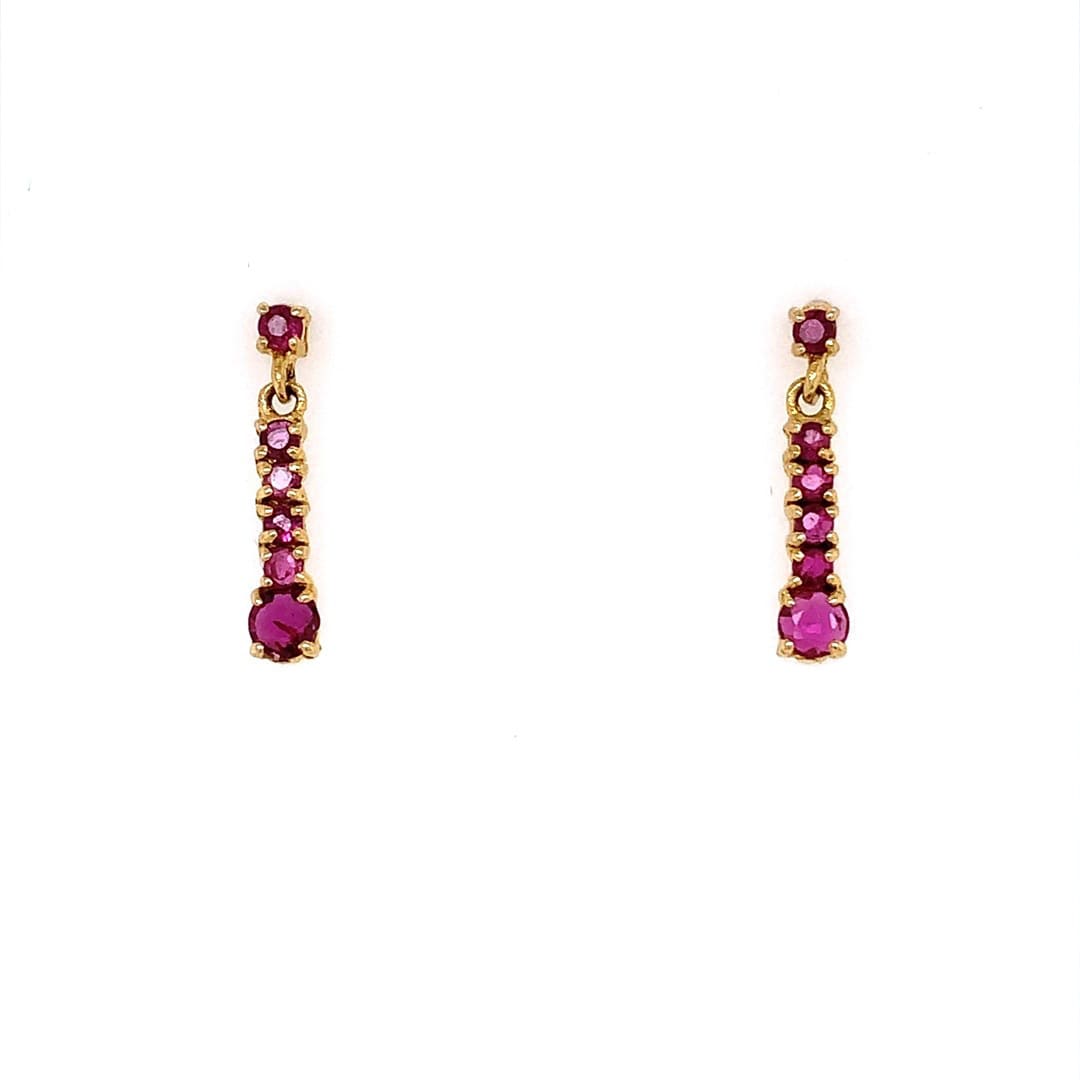 Ruby and Gold Drop Earrings