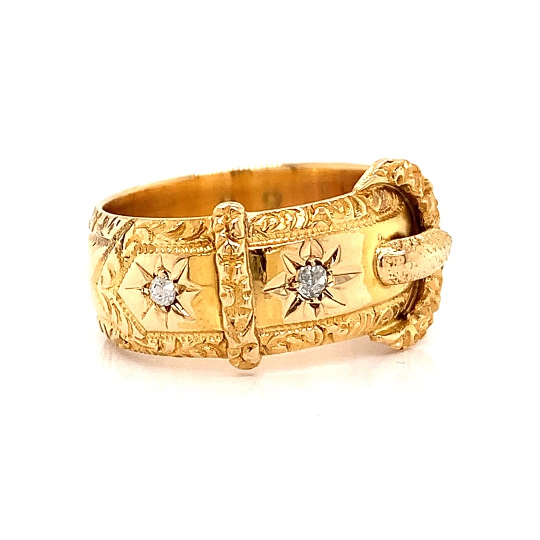 18ct Gold Diamond Set Buckle Ring