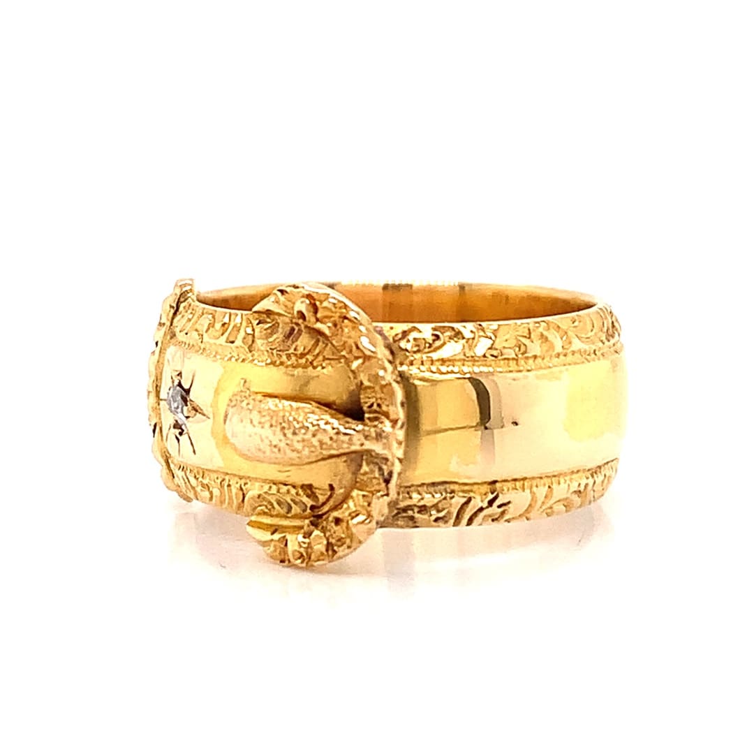 18ct Gold Diamond Set Buckle Ring