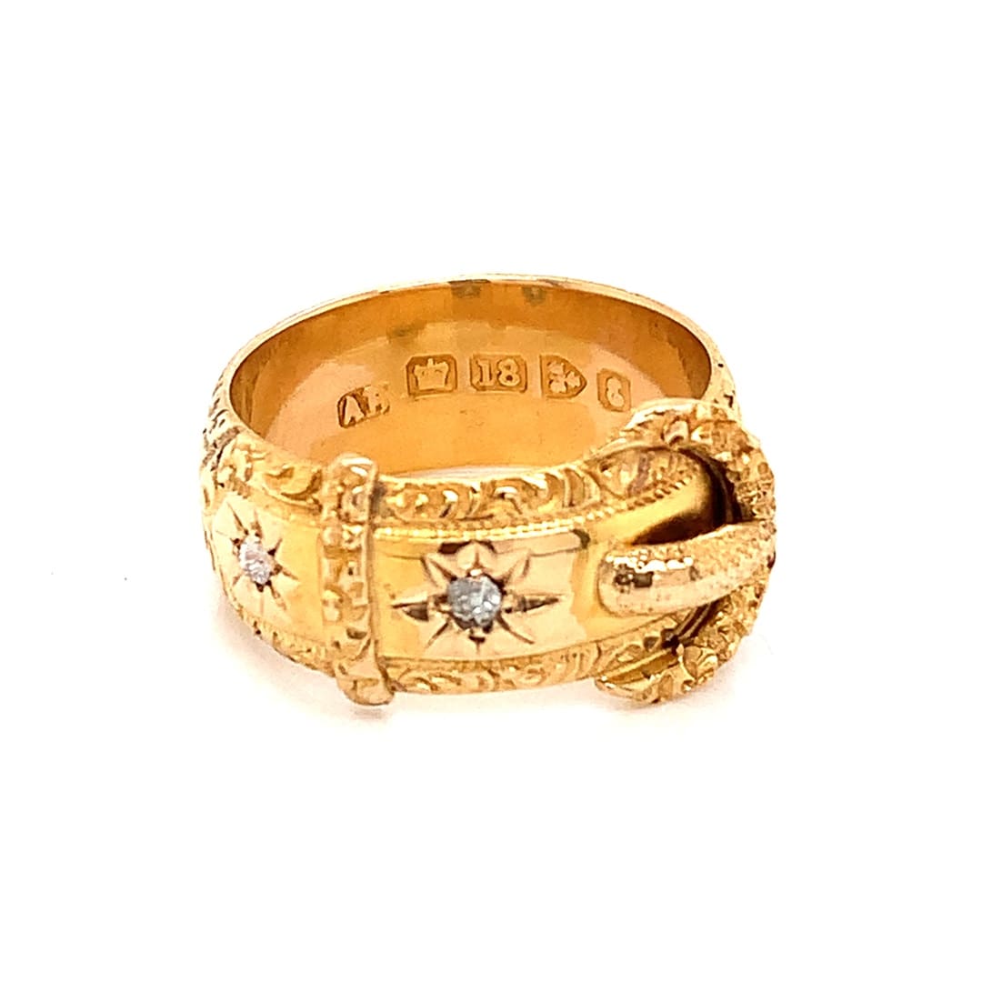 18ct Gold Diamond Set Buckle Ring