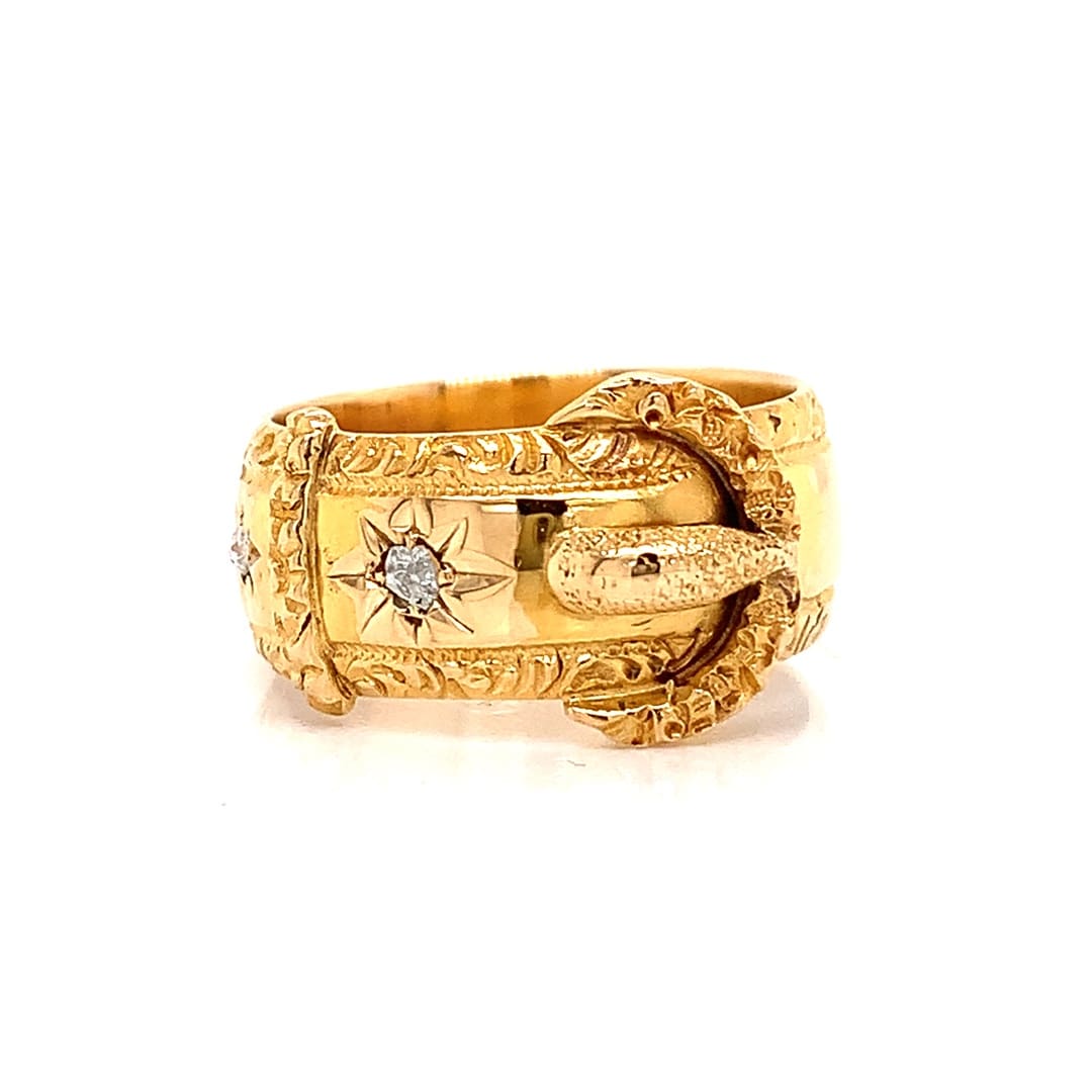 18ct Gold Diamond Set Buckle Ring