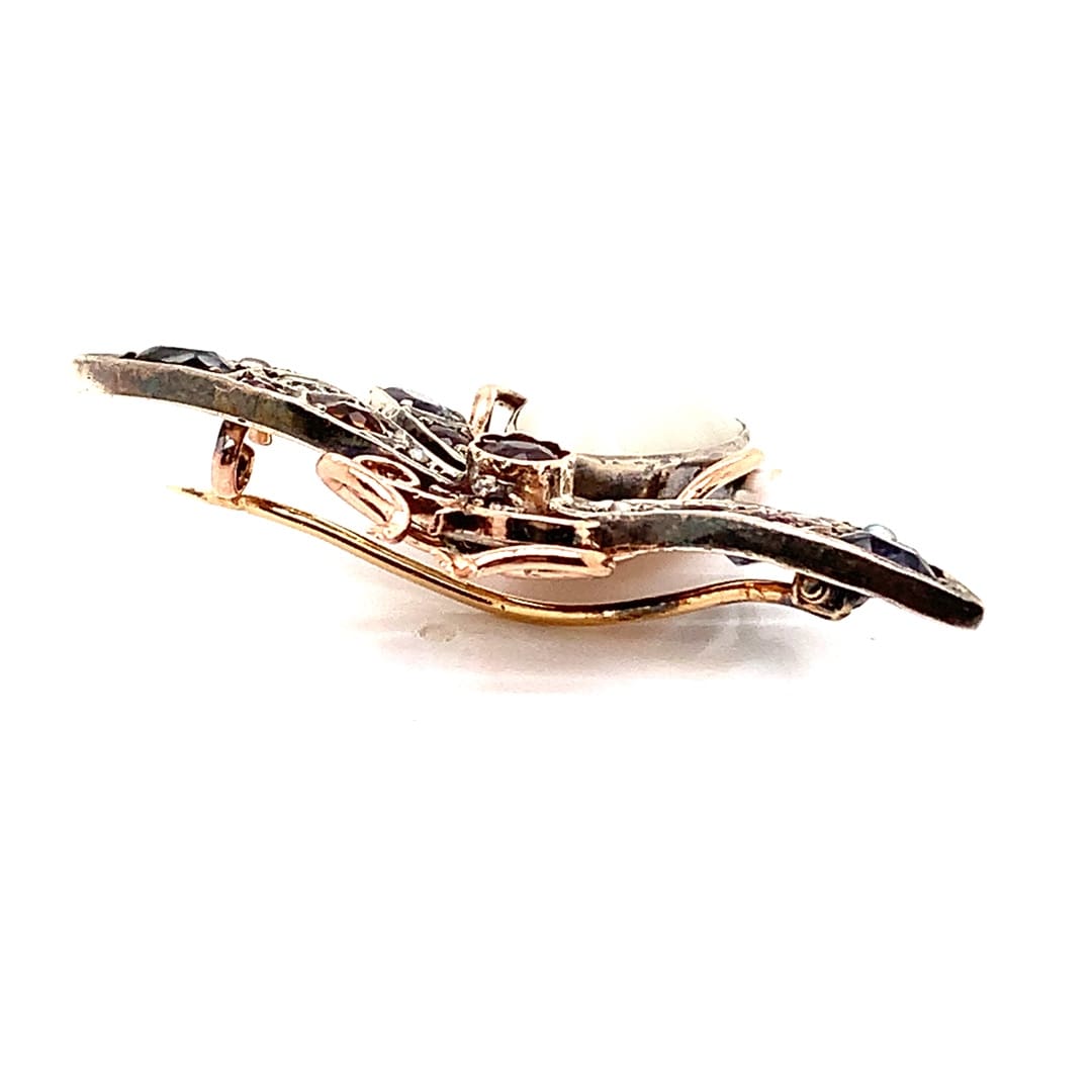 Vintage Multi Gem Gold Moth Brooch