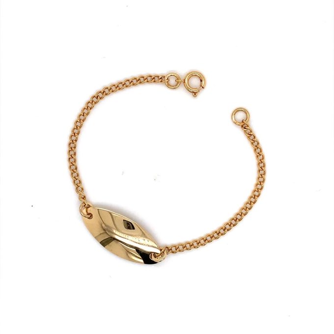 Gold ID Curb Link Childs Bracelet