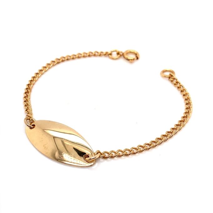 Gold ID Curb Link Childs Bracelet