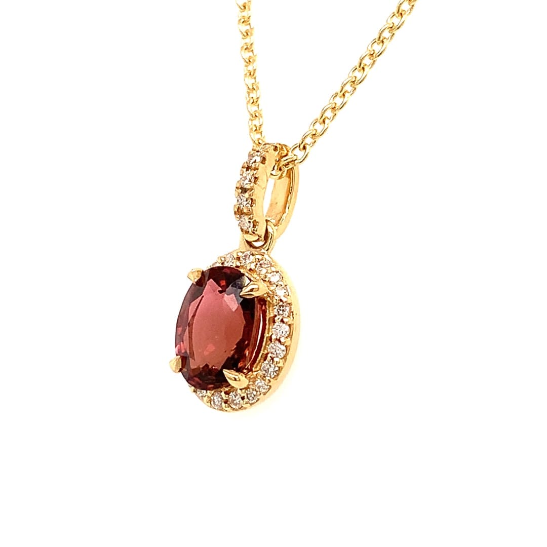 Pink Tourmaline and Diamond Necklace