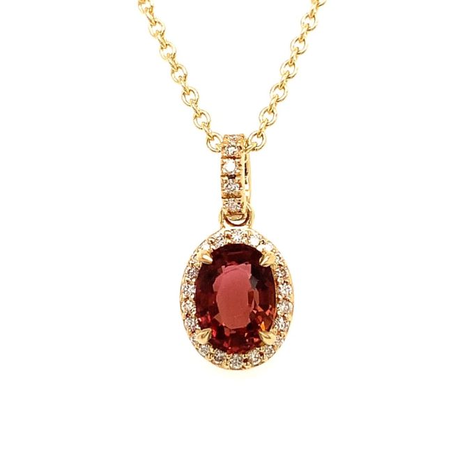 Pink Tourmaline and Diamond Necklace