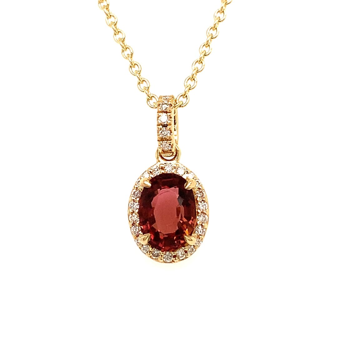 Pink Tourmaline and Diamond Necklace