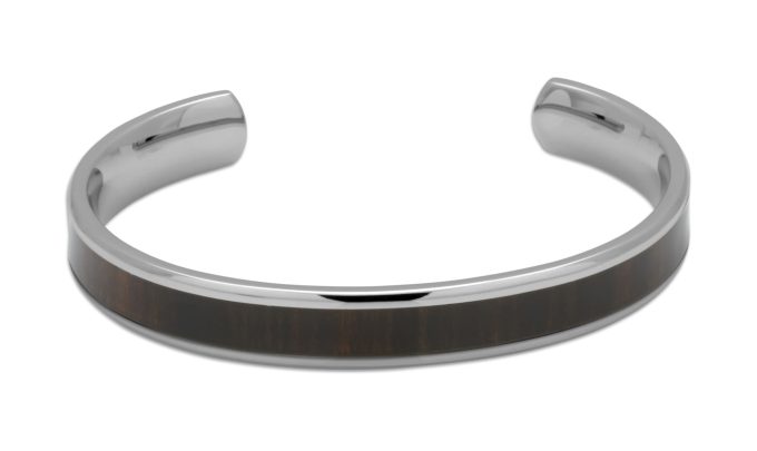Unique Stainless Steel Wood Inlay Cuff