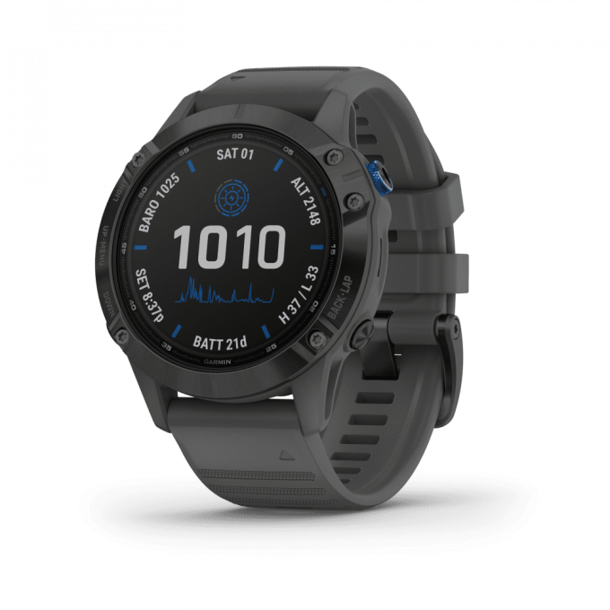 Garmin Fenix 6 Pro Solar, Black with Slate Grey Band 47mm