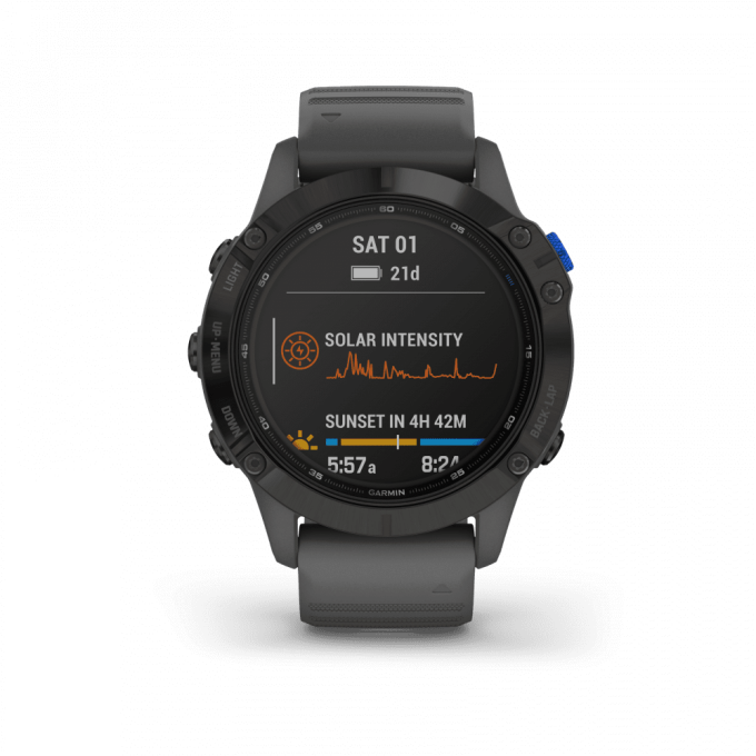 Garmin Fenix 6 Pro Solar, Black with Slate Grey Band 47mm