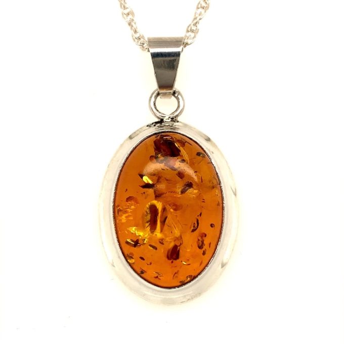 Silver and Amber Necklace