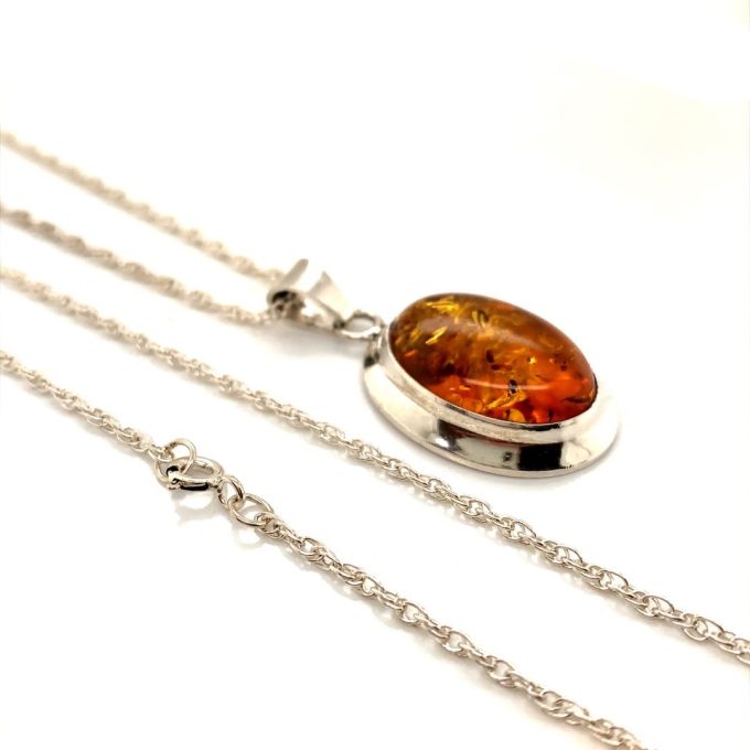 Silver and Amber Necklace