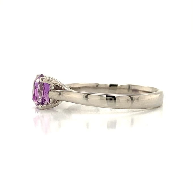 Amethyst Platinum Solitaire Ring