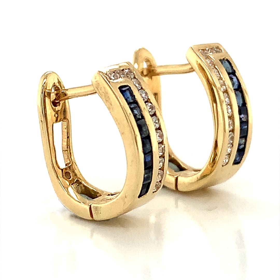 Sapphire and CZ Huggie Earrings