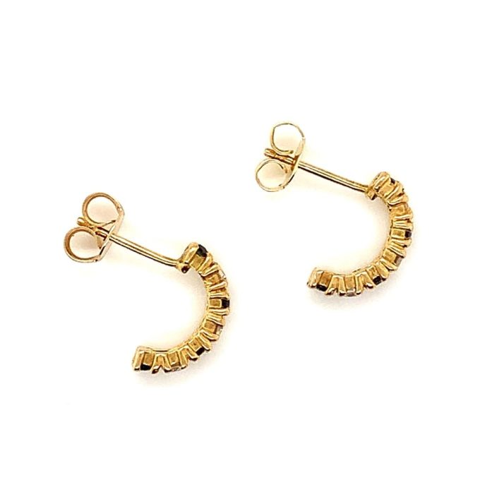 Sapphire and CZ Half Hoop Earrings