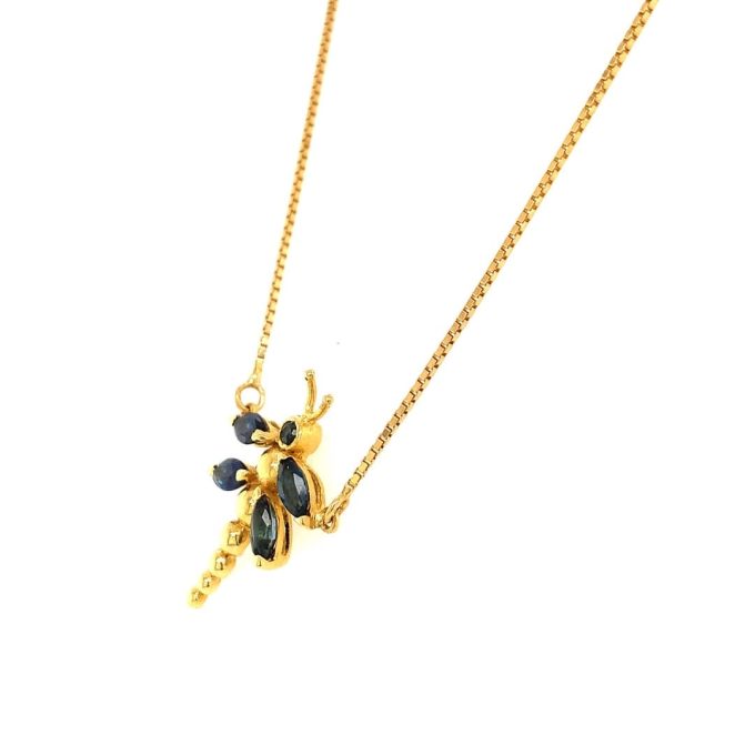 18ct Gold Sapphire Dragonfly Necklace