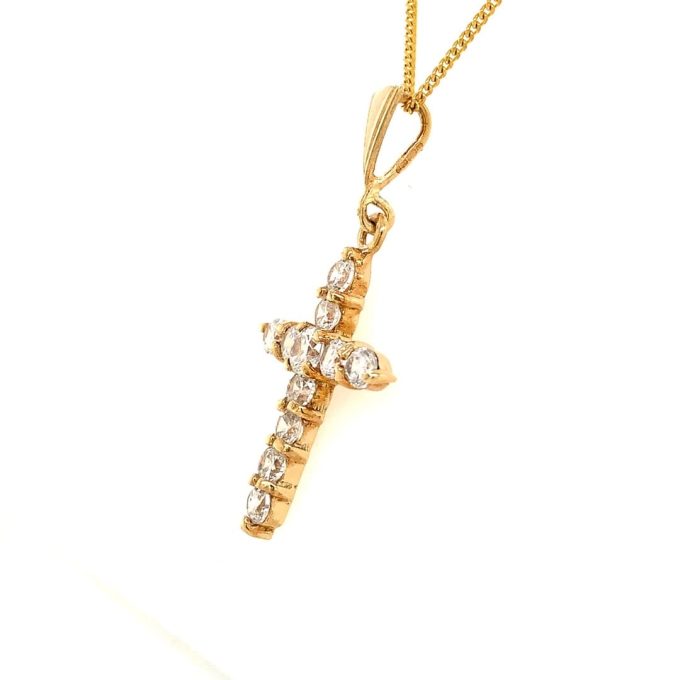 9ct Yellow Gold Cubic Zirconia Cross